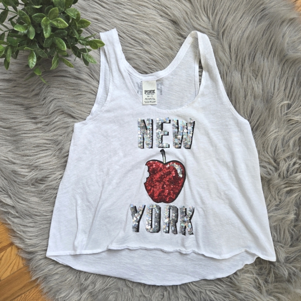 Victoria's Secret PINK Loose Fit New York Sequin Tank Top